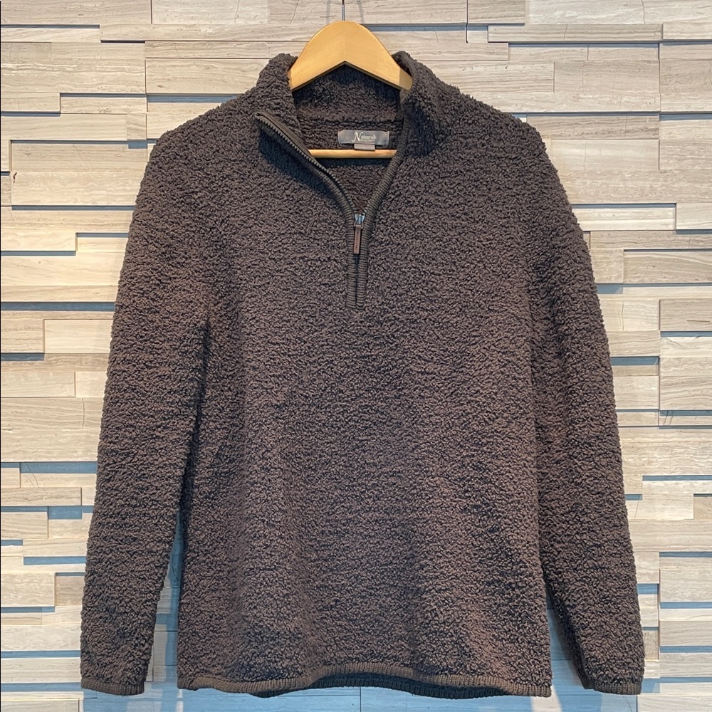 Super Cozy men's Gray/Brown Quarter-Zip Sweater, Size M, NWOT